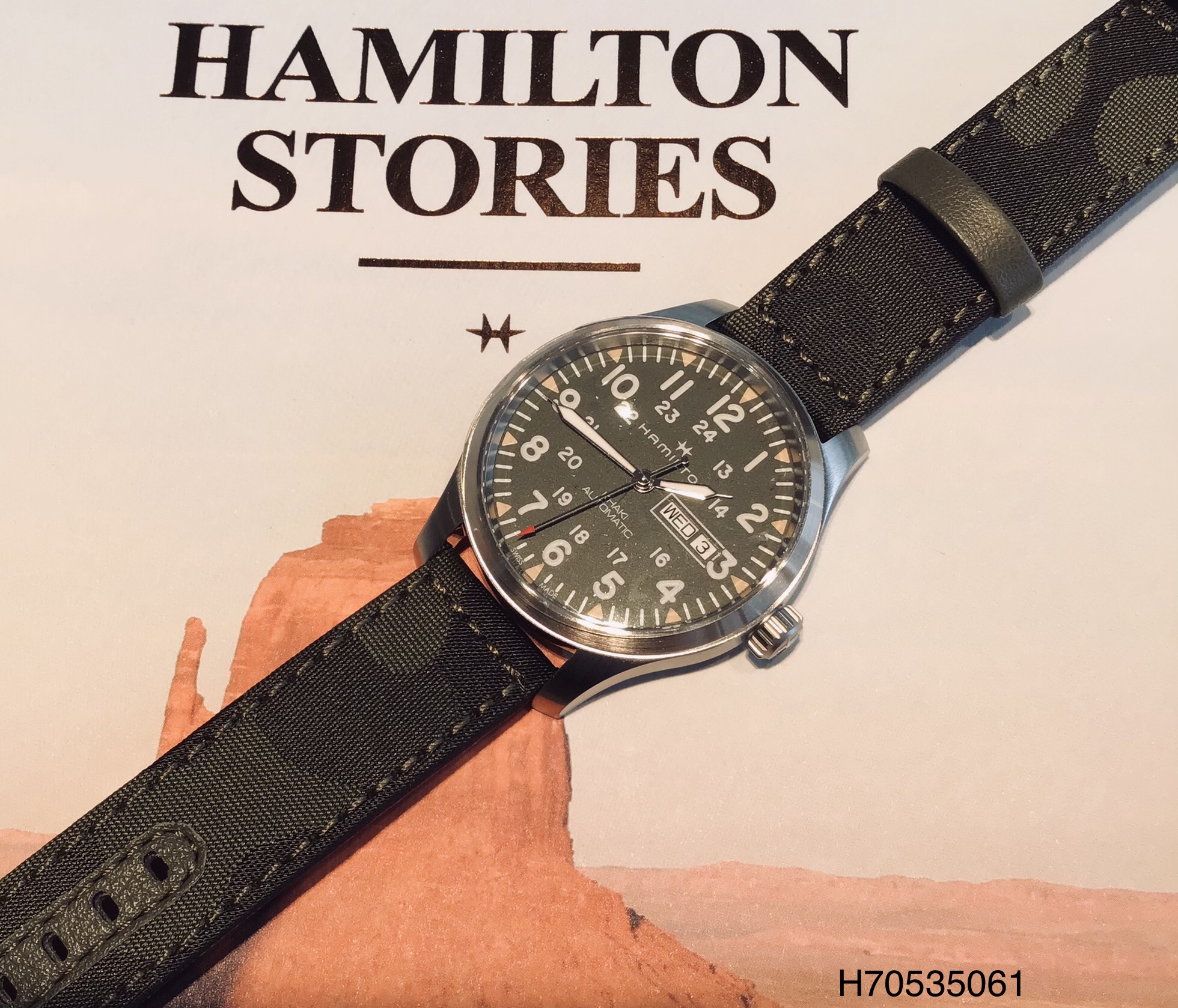 ハミルトンカーキフィールドデイデイト』ミリタリーデザインの腕時計